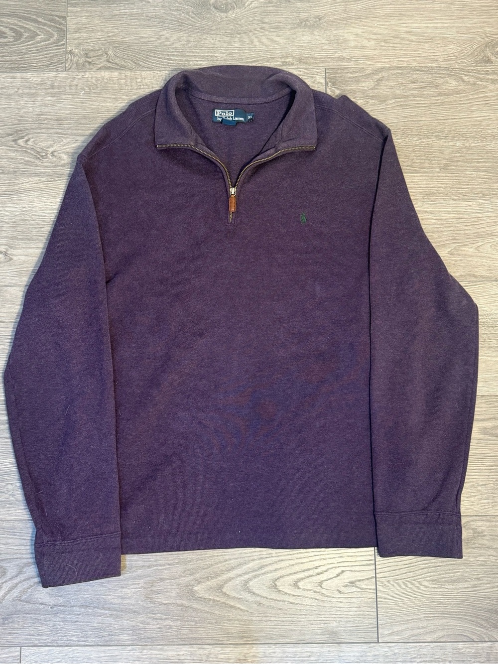 Polo Ralph Lauren Quarter Zip Pullover Sweater XL Purple Cotton Pony Logo